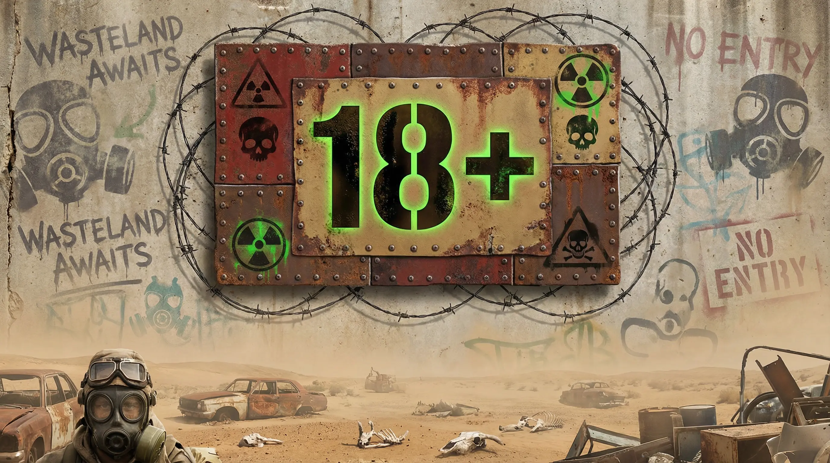 18岁以上成年人专属废土朋克风格标识